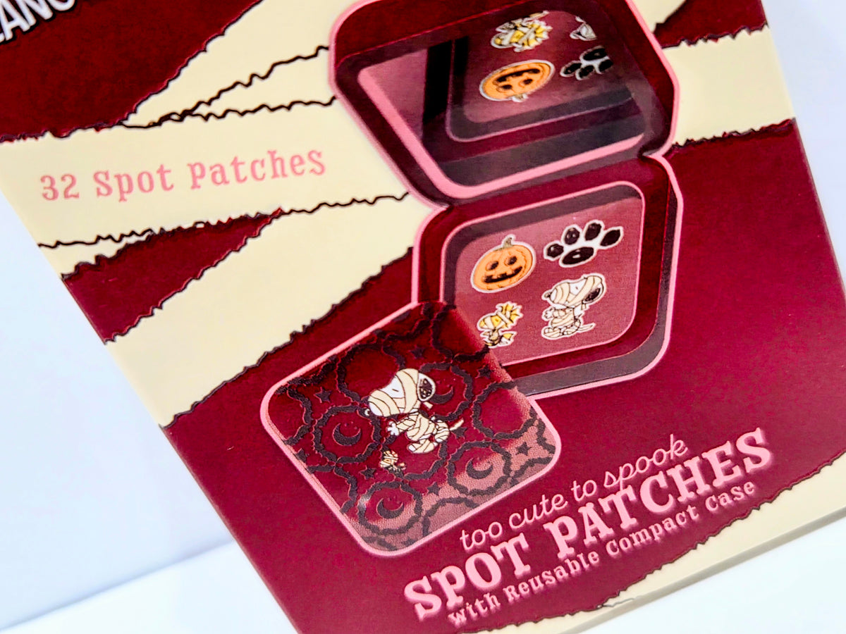 Peanuts x Celavi too cute to spook spot patches with reusable compact case, open