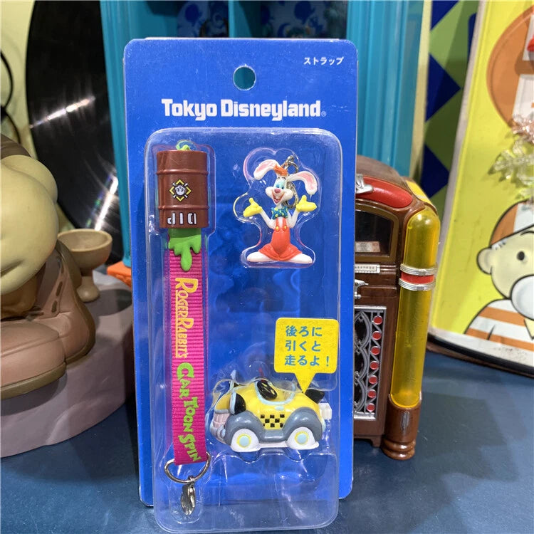 Benny Cab charm keychain on blue package card with hanging strap