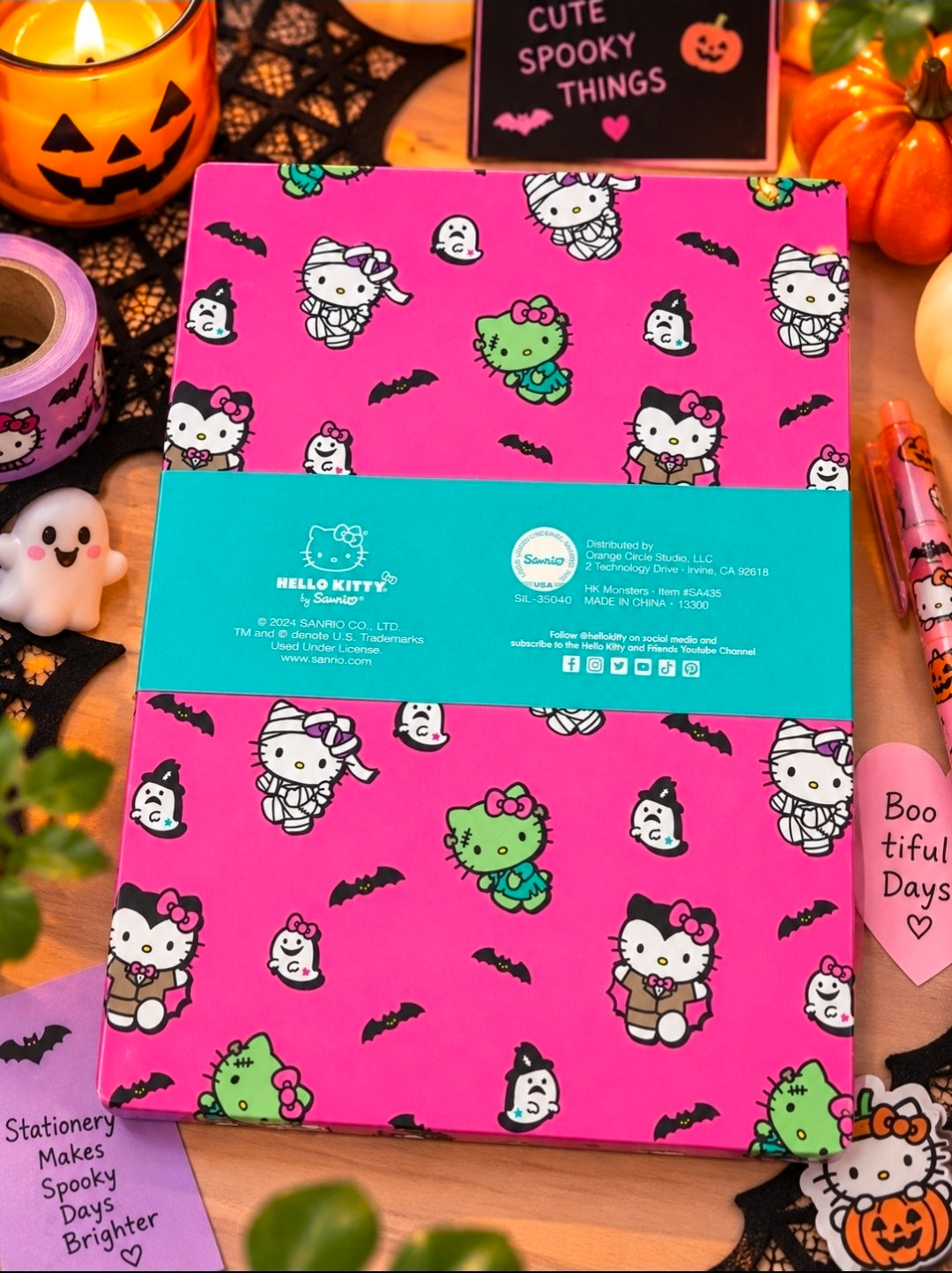 Hello Kitty HK Monsters 150-Sheet Lined Desk Pad Halloween Hot Pink