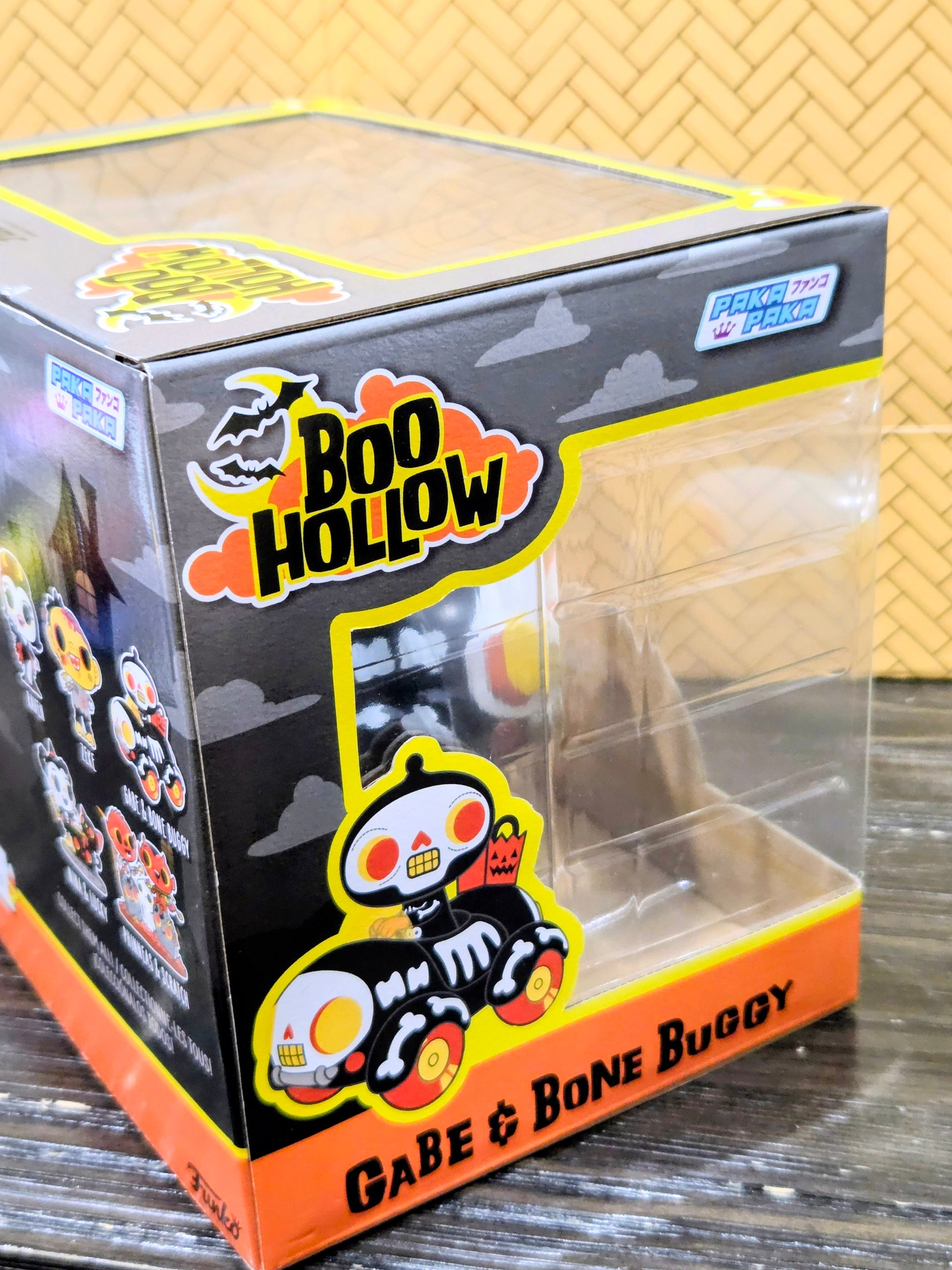 Funko Boo Hollow collectible box side with clear window and Gabe & Bone Buggy art