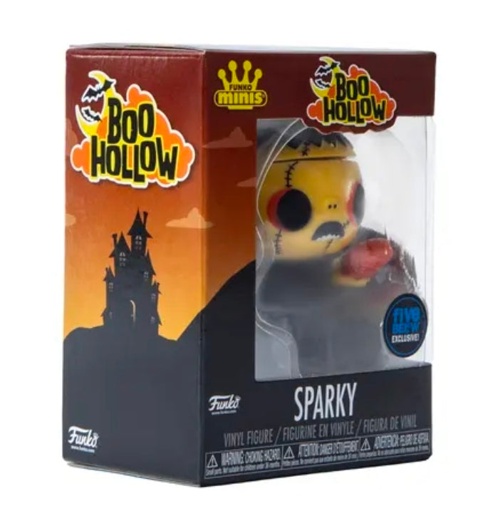 Boxed Funko minis vinyl figure Sparky in clear window, Boo Hollow branding