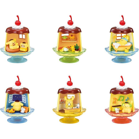 Pompompurin mini figure in yellow dome, cookie-time scene with small accessories