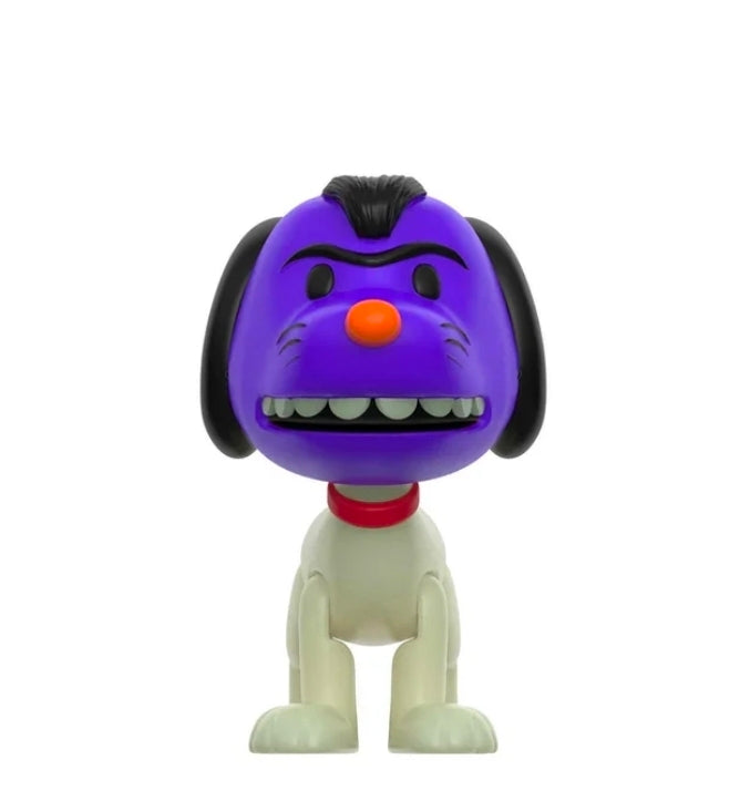 Purple dog Halloween blind box figure with orange nose, white body, and black ears