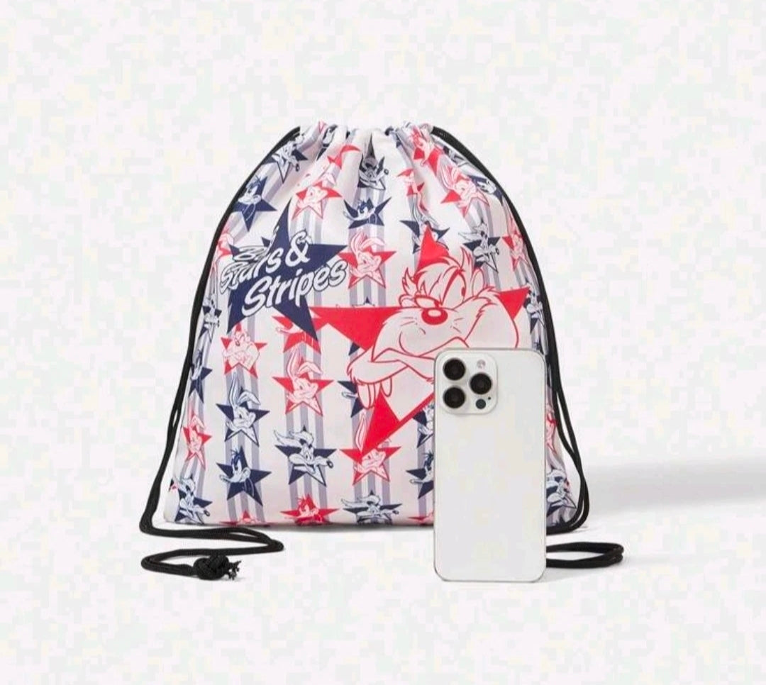 Looney Tunes Taz Patriotic Stars & Stripes Drawstring Bag