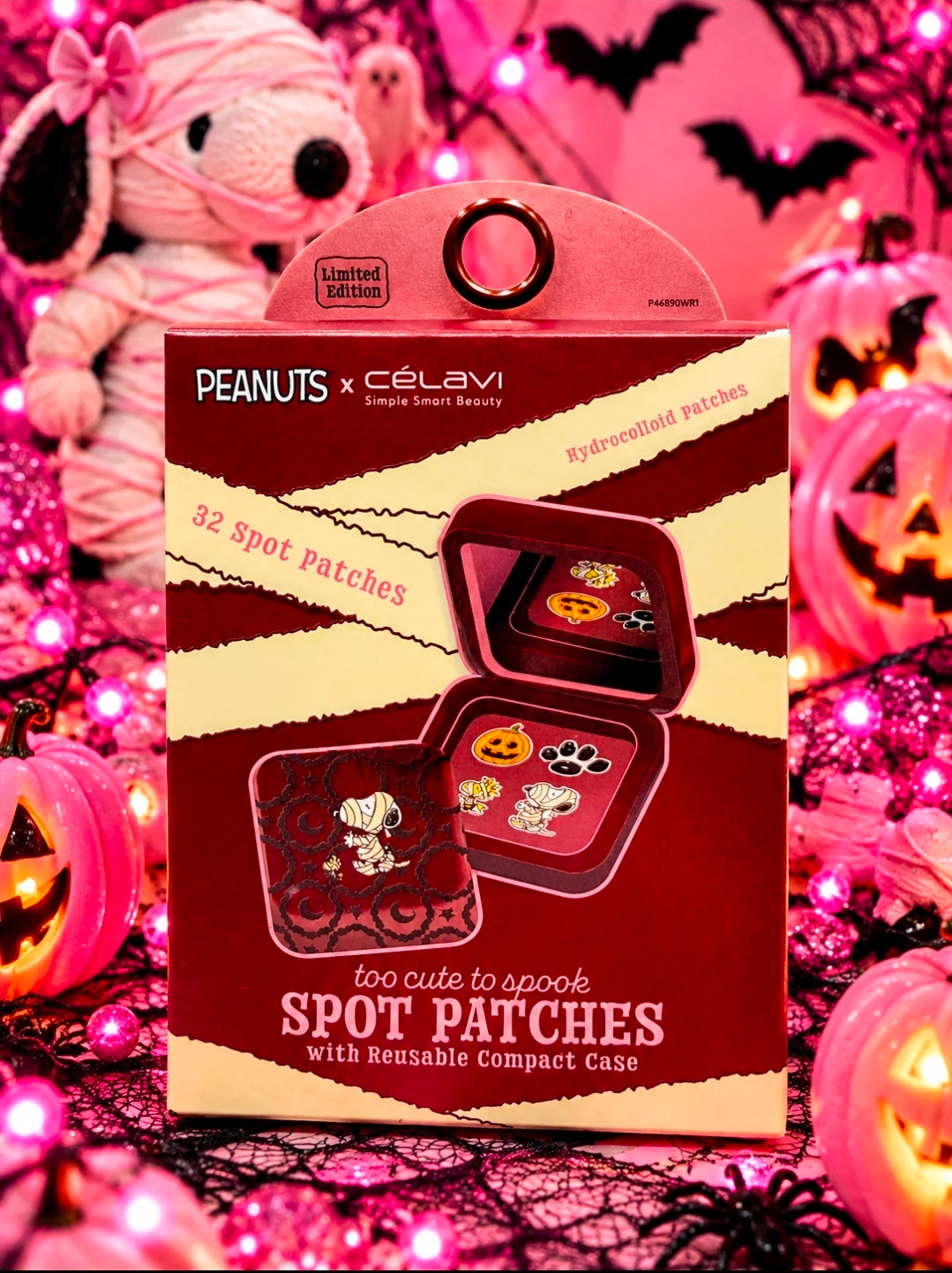 Peanuts x Celavi limited edition hydrocolloid spot patches box with reusable compact case
