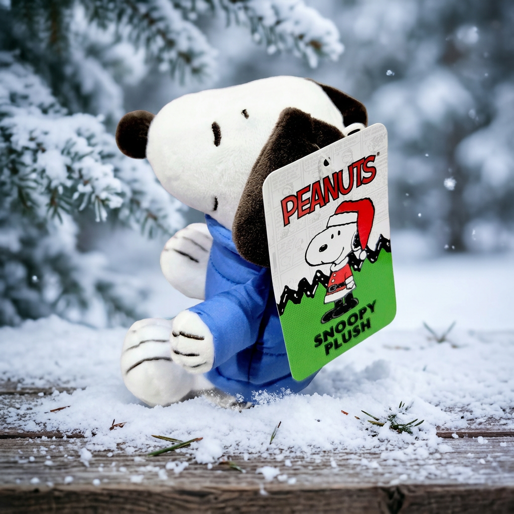 Peanuts Snoopy Mini Plush Clip Blue Quilted Puffer Jacket Keychain