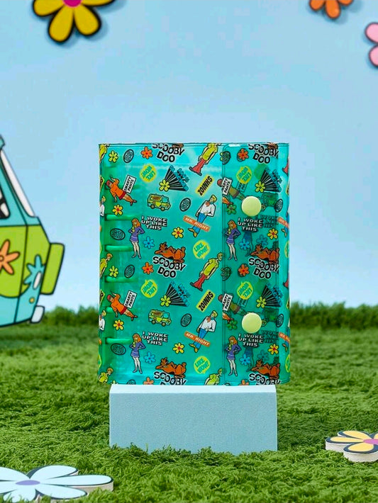 Scooby-Doo groovy gang A7 ring binder photo album with teal patterned cover, front view.