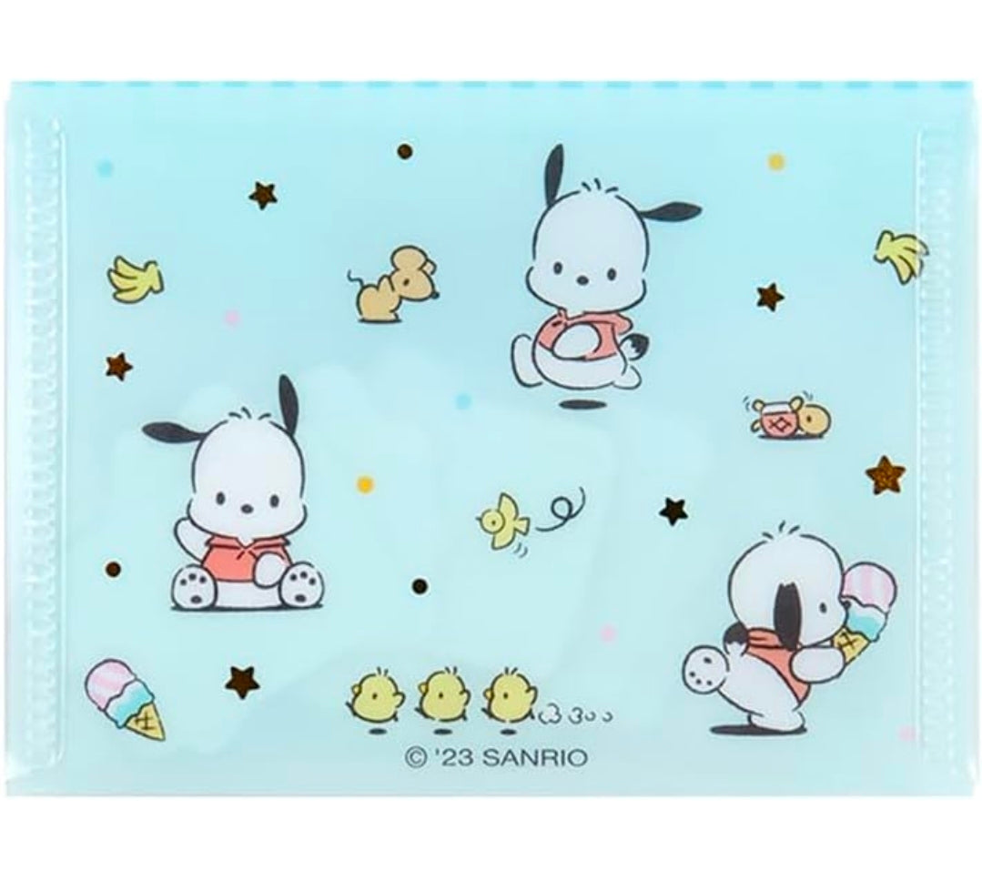 Light blue die-cut sticker flakes sheet with white bunnies and star doodles