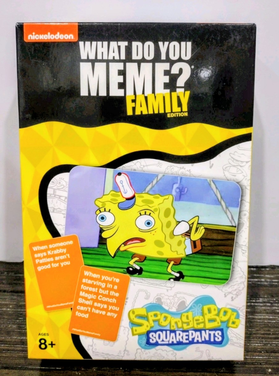 SpongeBob SquarePants card game box with orange-and-black branding