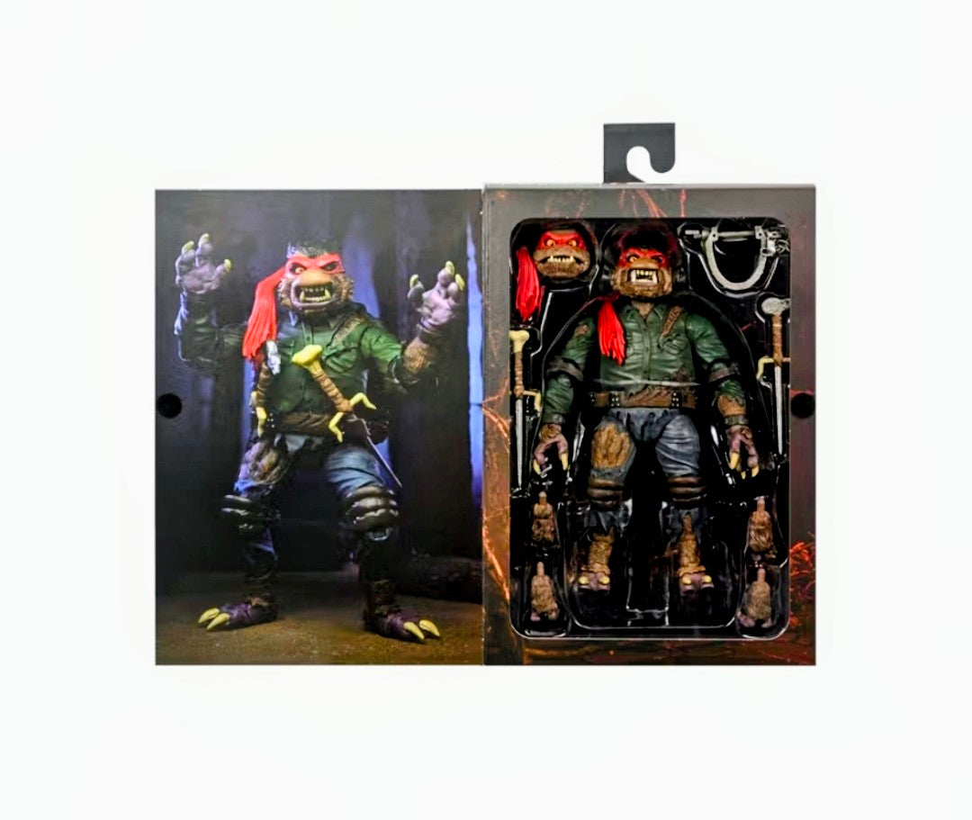 Raphael as Wolf Man figure in window box set, showing figure and accessories inside