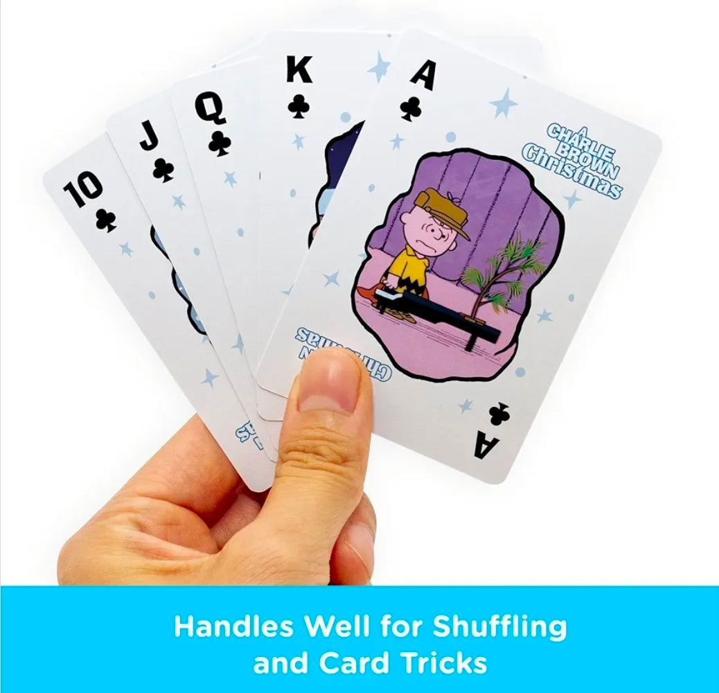 Aquarius Peanuts Charlie Brown Christmas Playing Cards Blue Poker Size
