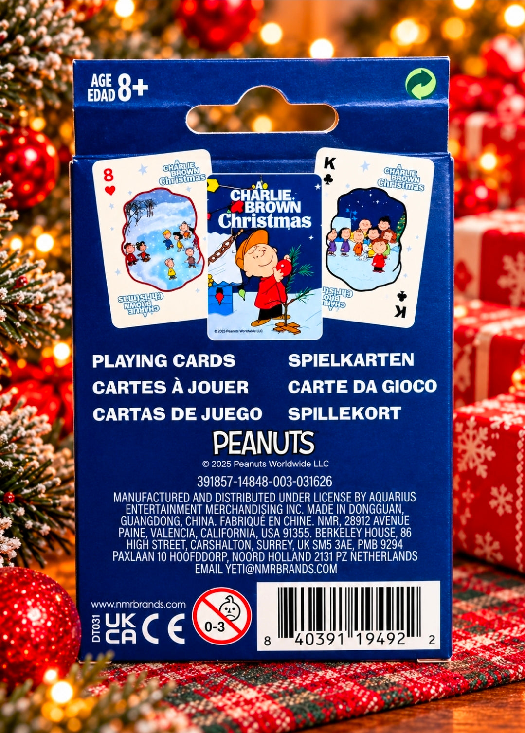 Aquarius Peanuts Charlie Brown Christmas Playing Cards Blue Poker Size