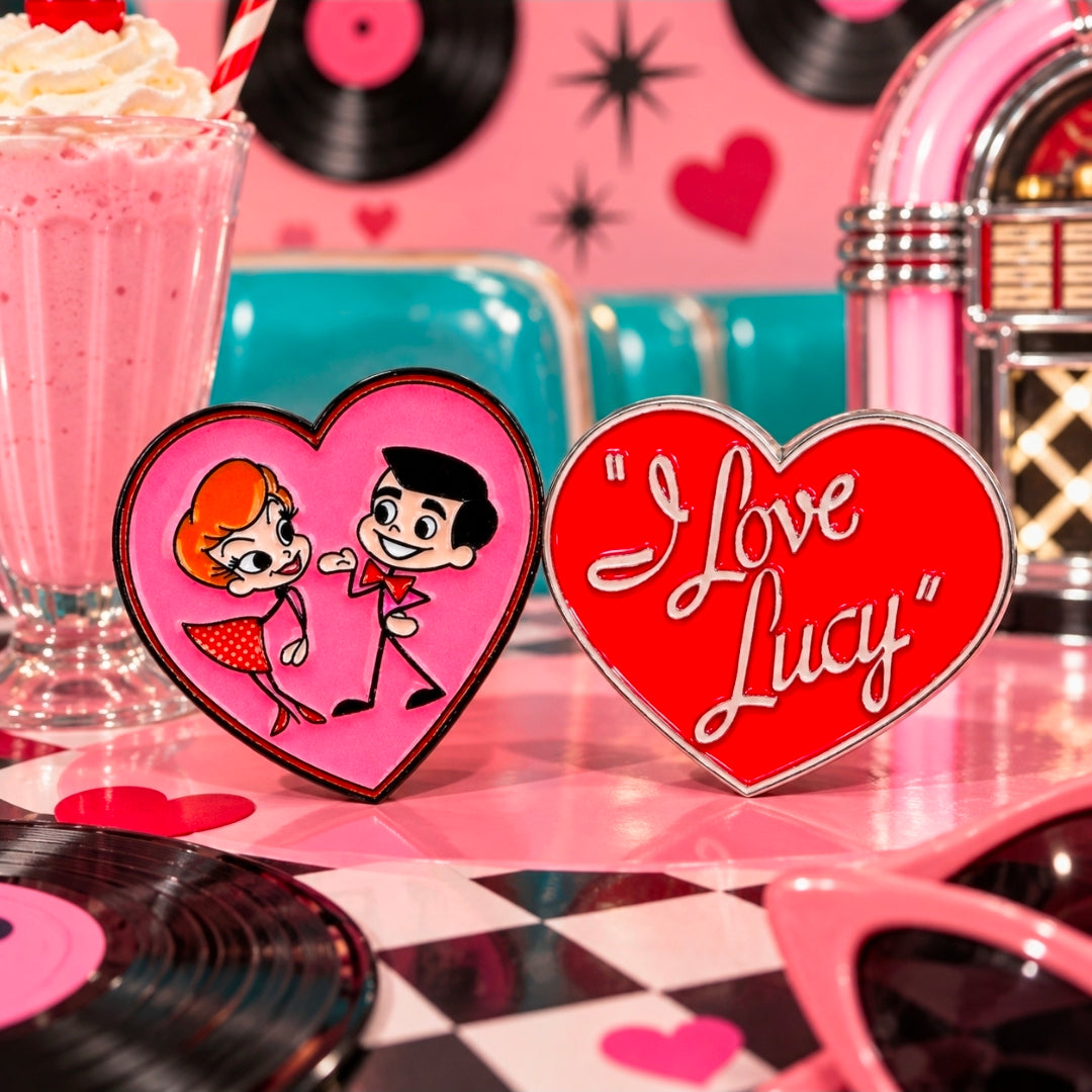 I Love Lucy 2-Piece Enamel Pin Set Heart Logo & Cartoon Lucy