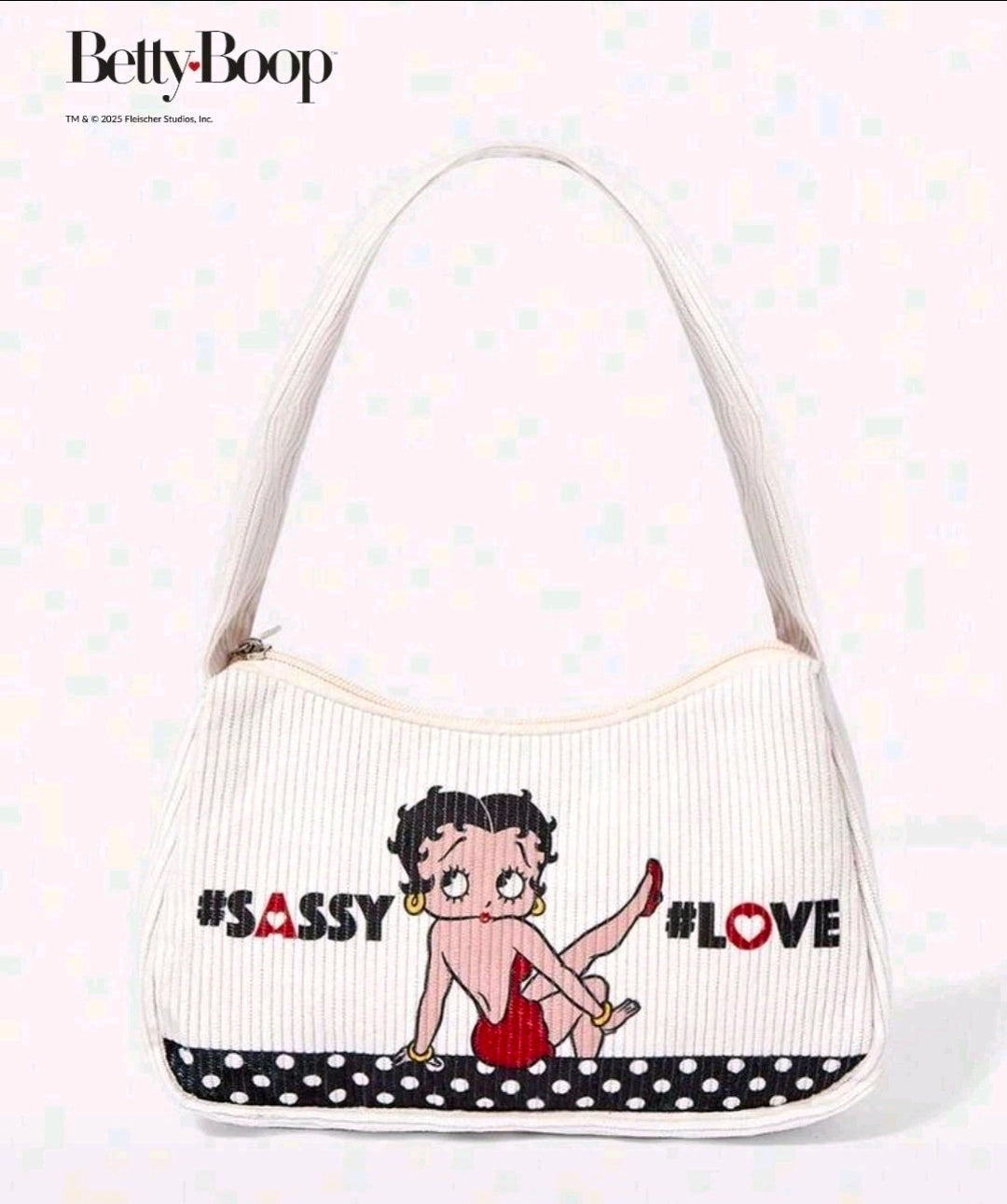 Betty Boop Corduroy Zipper Shoulder Bag Sassy Purse