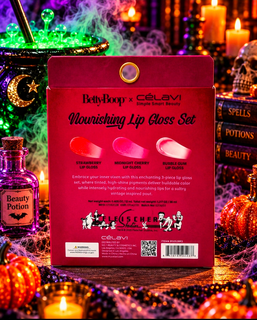 Betty Boop x Celavi Night Flight 3pc Nourishing Lip Gloss Tinted High Shine