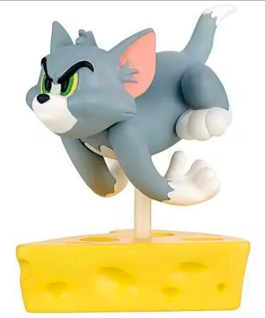 Jerry character gashapon figure holding a yellow cheese block on a white stand