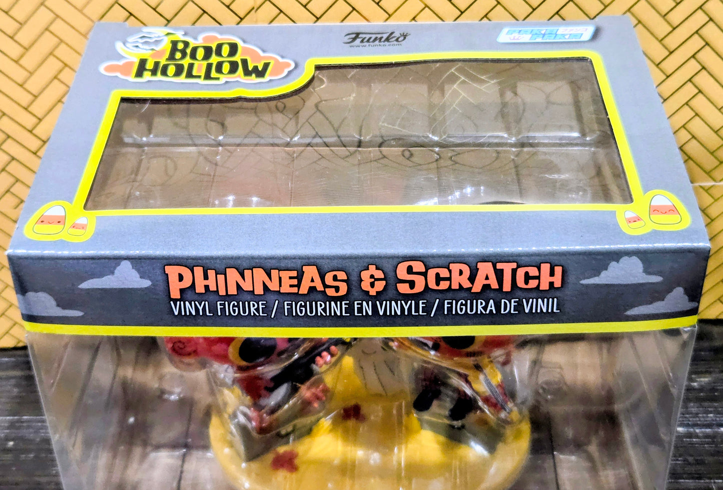 Funko Boo Hollow Phinneas & Scratch box top view with vinyl figure label
