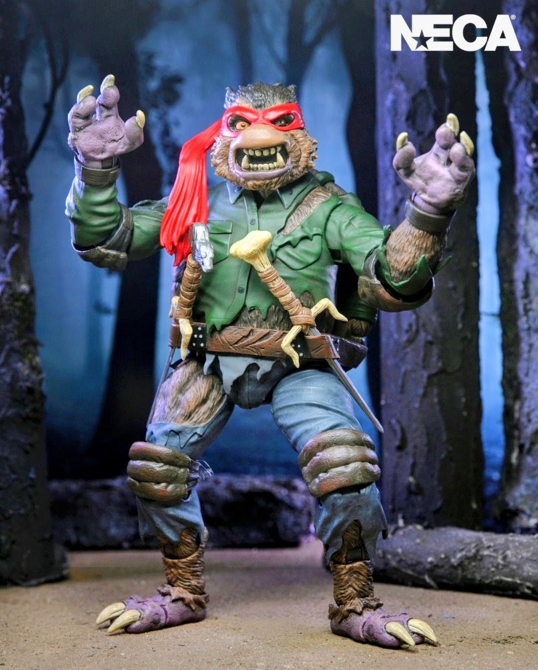 7-inch Raphael as Wolf Man action figure with green shirt, red hair, open-mouthed grin