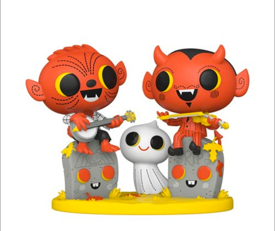 Boo Hollow vinyl figure trio with guitars and star details on yellow base