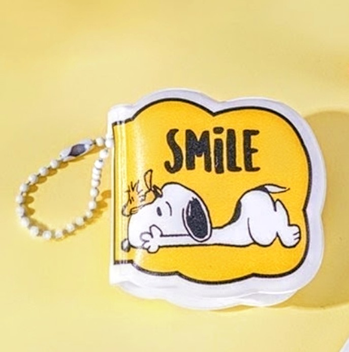 Joytop Peanuts Snoopy All Smiles Gel Pen Acrylic Charm Mini Keychain Notepad Set Kawaii Stationery
