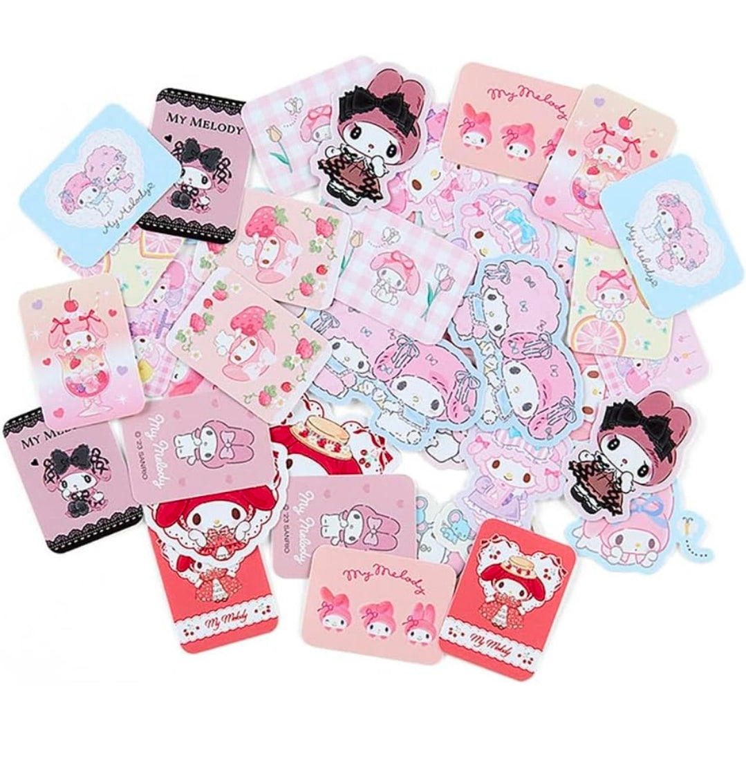 My Melody die-cut flake stickers assortment with pink pastel character cards