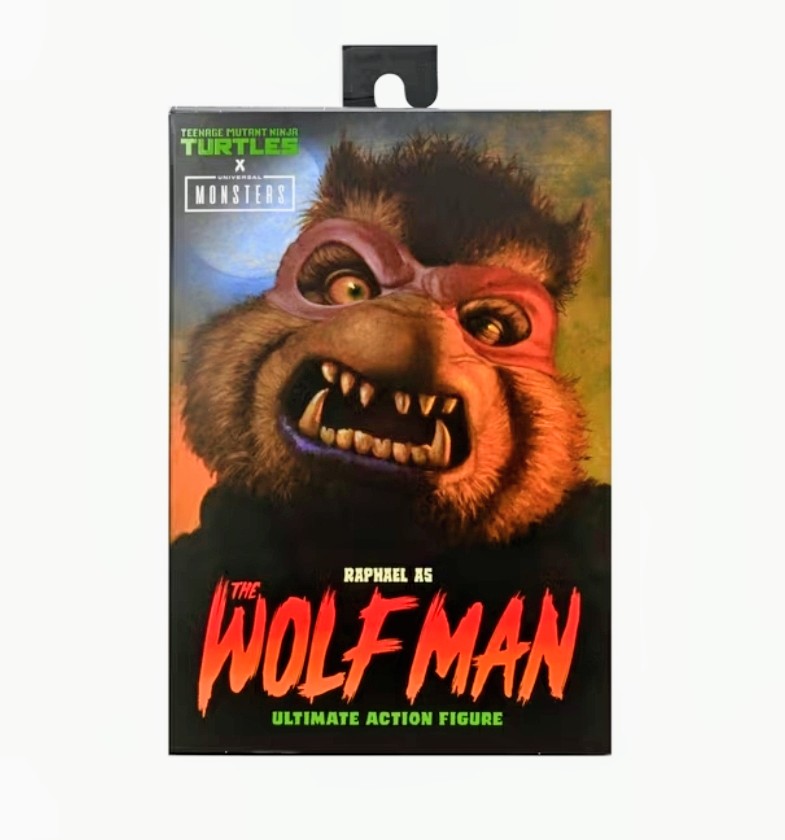 Raphael as Wolf Man ultimate action figure retail card with snarling face artwork