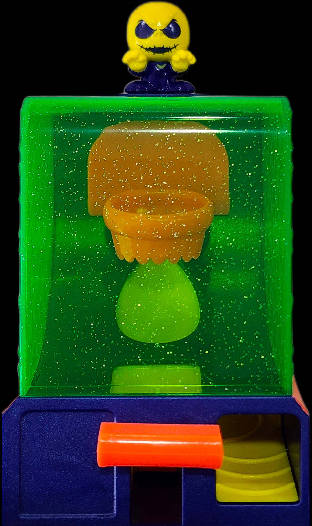 Green Arcade Hoopz container with Jack Skellington Squish'Alots figure