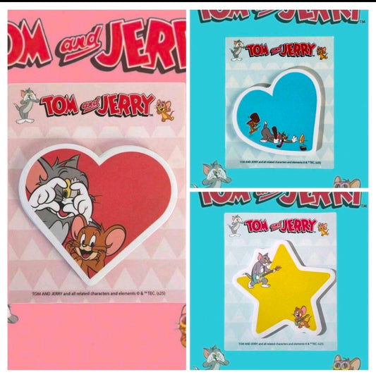 Tom and Jerry set of heart and star shaped sticky note pads