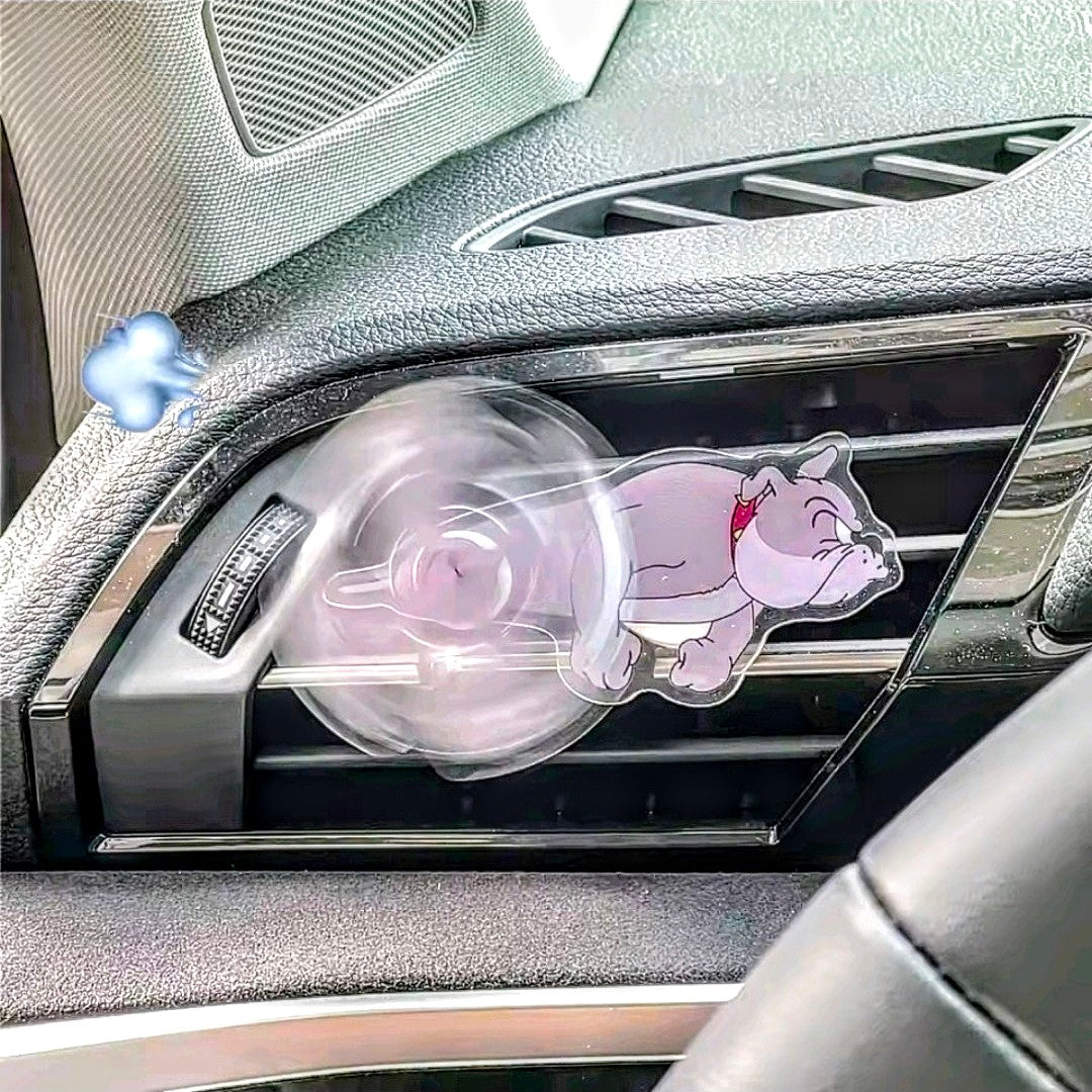 Pink cartoon mouse acrylic air-vent spinner clip on car vent grille with glow.