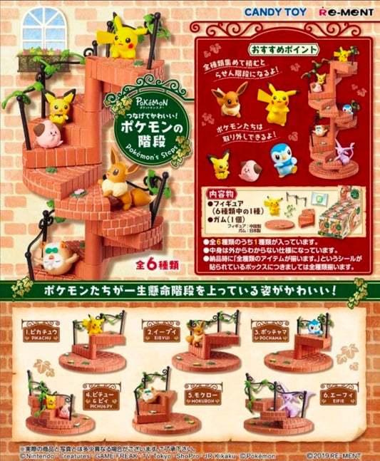 Re-Ment Pokemon's Steps 2019 blind box figure display card showing six characters