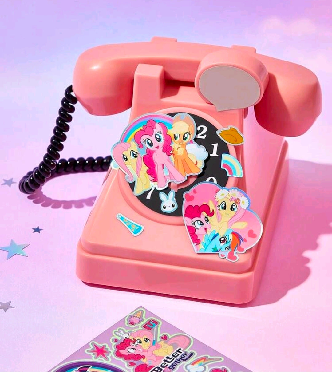 Holographic foil pony sticker sheet with colorful character cutouts