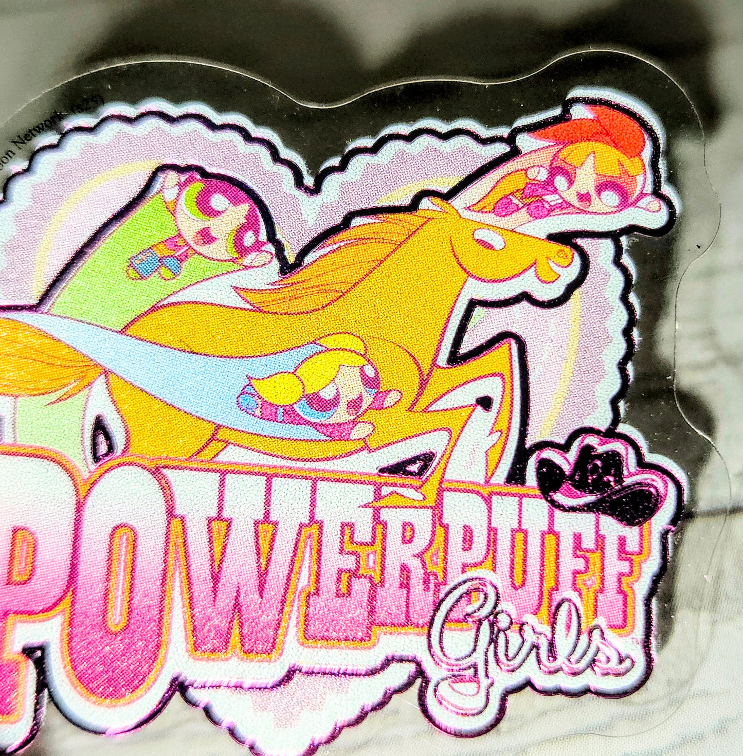Powerpuff Girls cowgirl rodeo metallic foil sticker with orange and yellow character