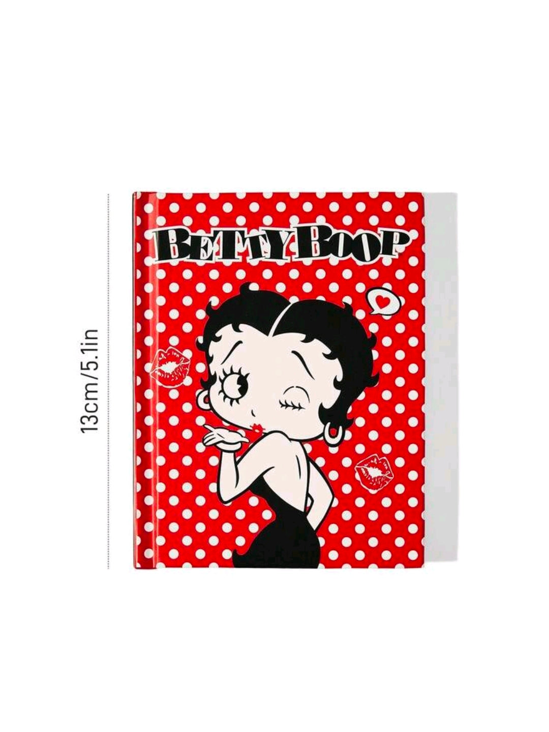 Hardcover blank notebook, red polka-dot Betty Boop cover, 13 cm/5 in