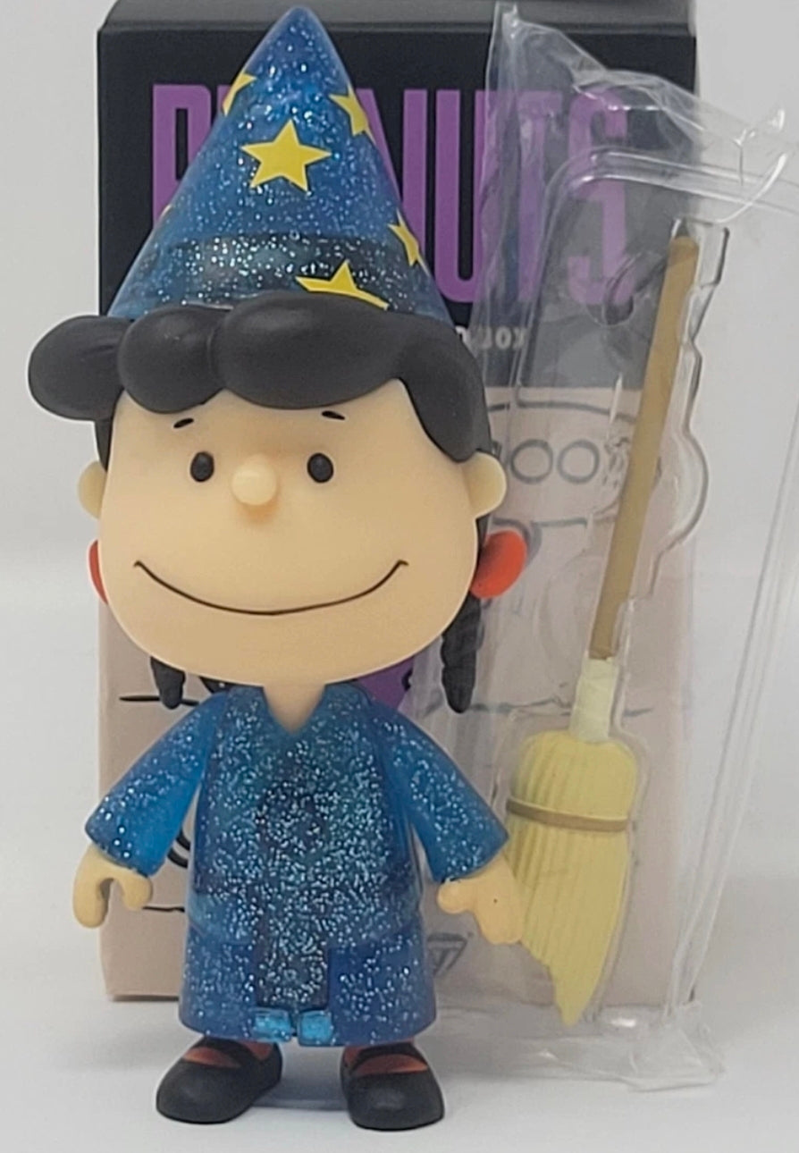 Charlie Brown Halloween blind box figure in blister packaging with blue glitter outfit