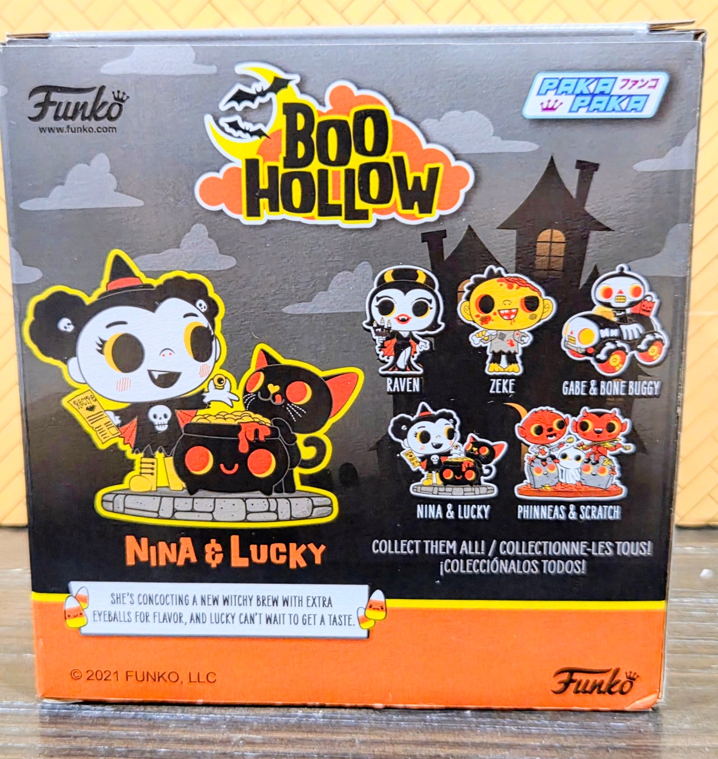 Funko Boo Hollow Nina & Lucky deluxe box front, character lineup and collect-all text