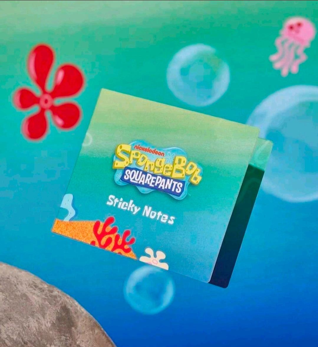 Sticky notes pack with undersea character graphics and coral accent text
