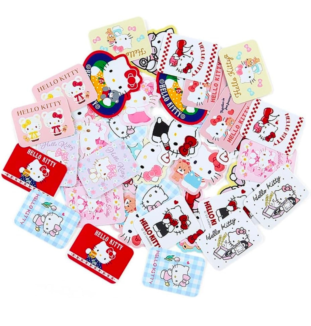 Hello Kitty die-cut flake stickers assortment with small character cards and patterns