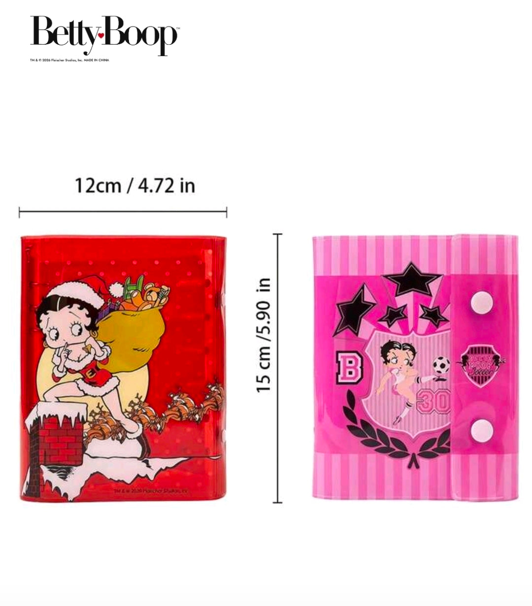 A7 ring binder photo album with Betty Boop Santa print on red cover