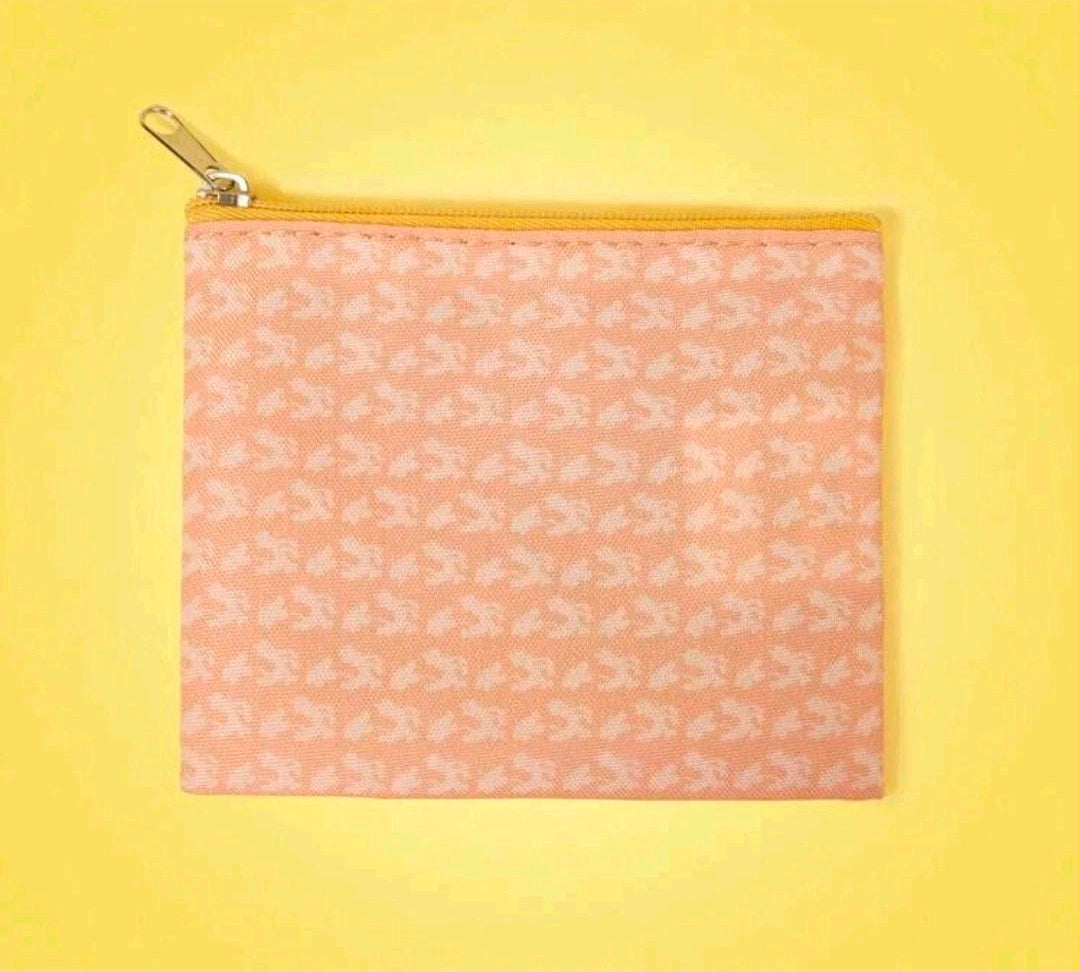 Pink zipper pouch with zipper pull, small square pouch holder