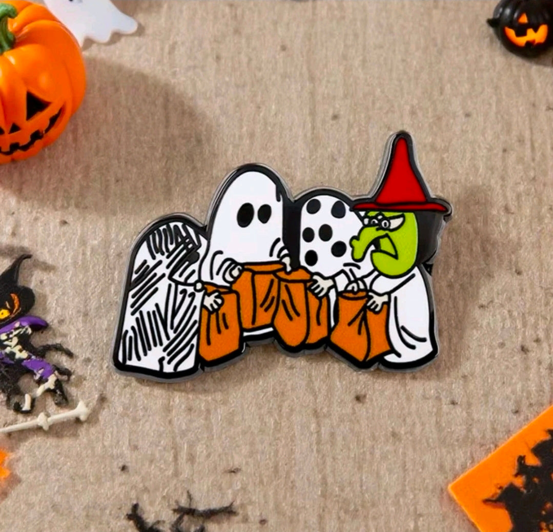 Peanuts Snoopy Halloween Ghost Costume Enamel Pin Set I Got A Rock