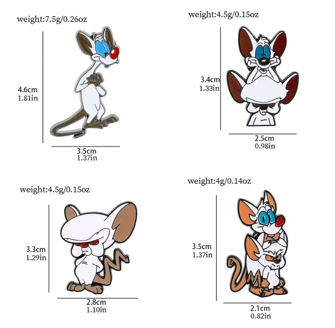 Pinky and the Brain 4-Piece Hard Enamel Pin Set Warner Brothers Animaniacs