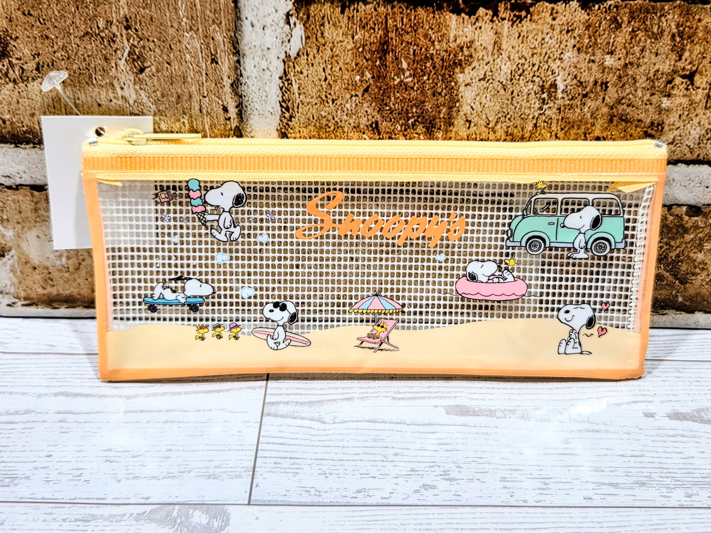 Snoopy Peanuts Joytop B6 Mesh Zip Pouch Pencil Case Clear Kawaii Stationery Bag Charlie Brown Woodstock