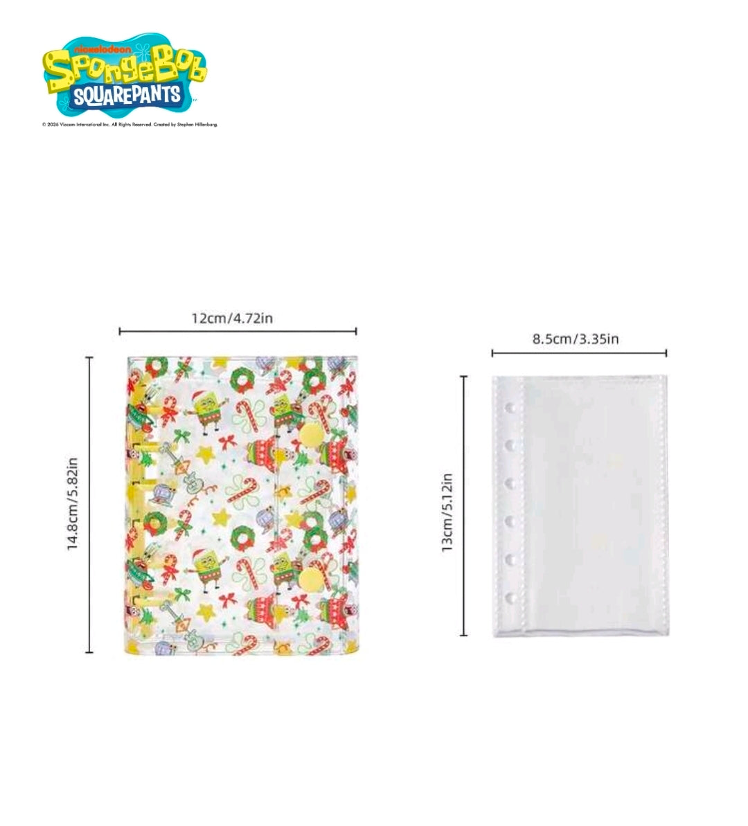 SpongeBob SquarePants photo album planner cover set with size diagram