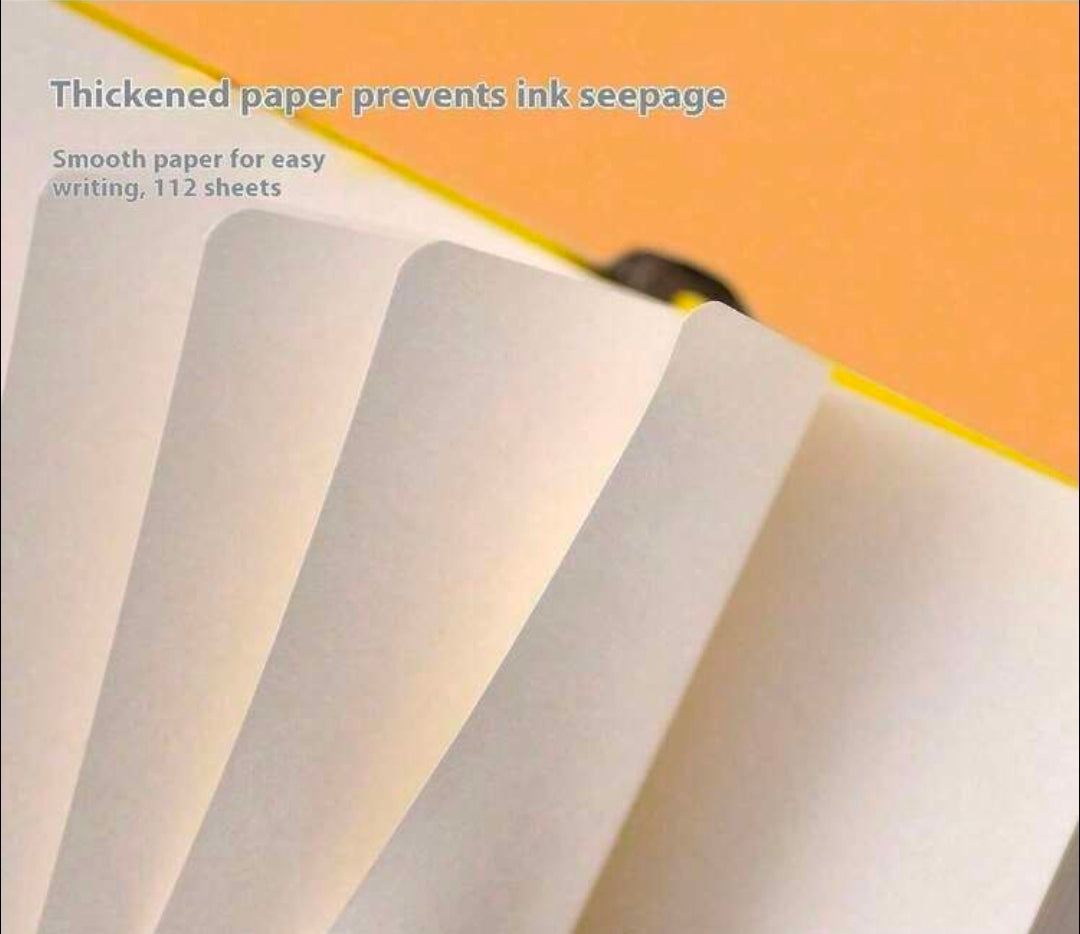 Thick paper pages fanned in a Snoopy Beagle Scout field notebook