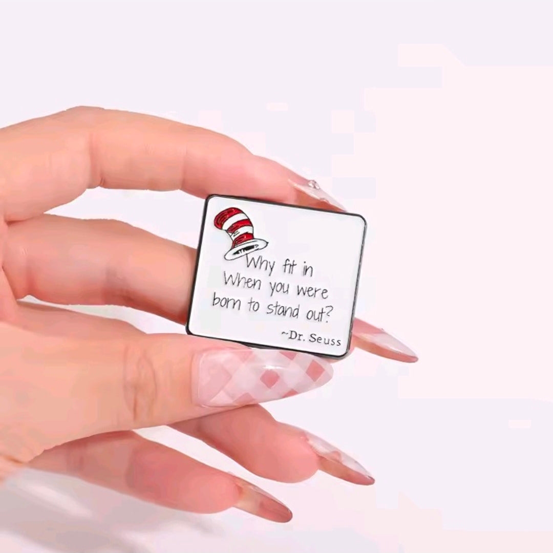 Dr Seuss Cat in the Hat Quote Enamel Pin Set of 3 NEW