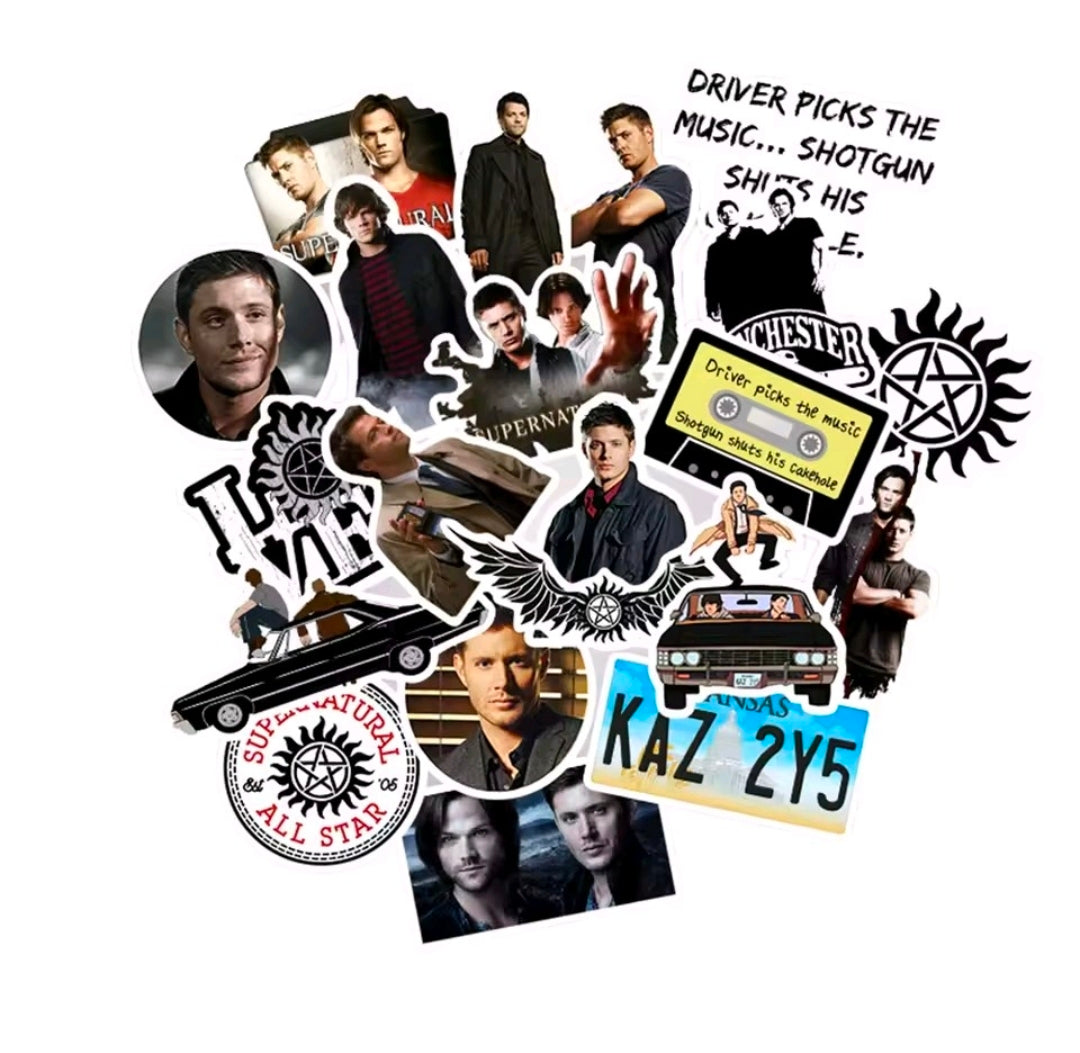 Supernatural TV Show 50pc Vinyl Sticker Pack Dean Sam Impala Castiel Logos