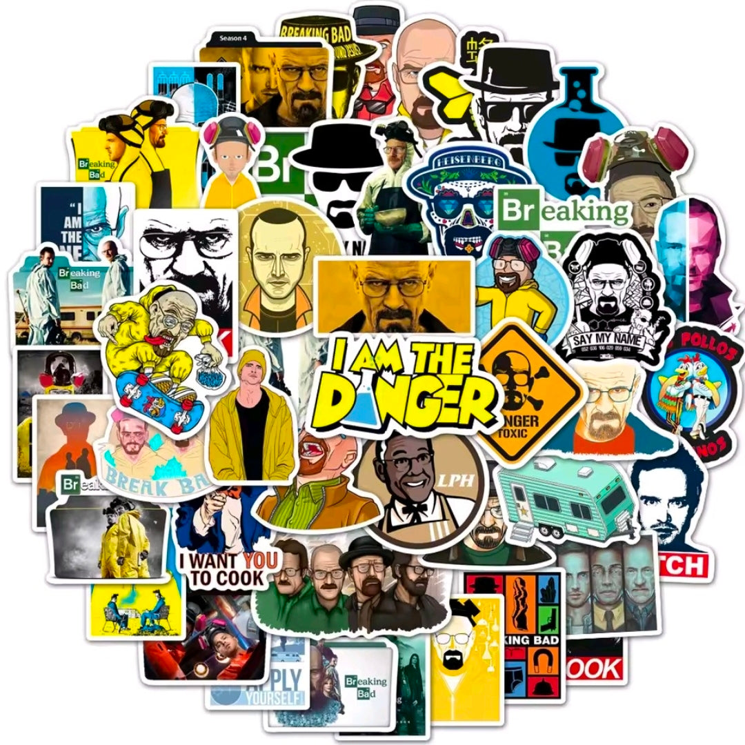 Vinyl sticker pack sheet of mixed character and logo stickers, colorful