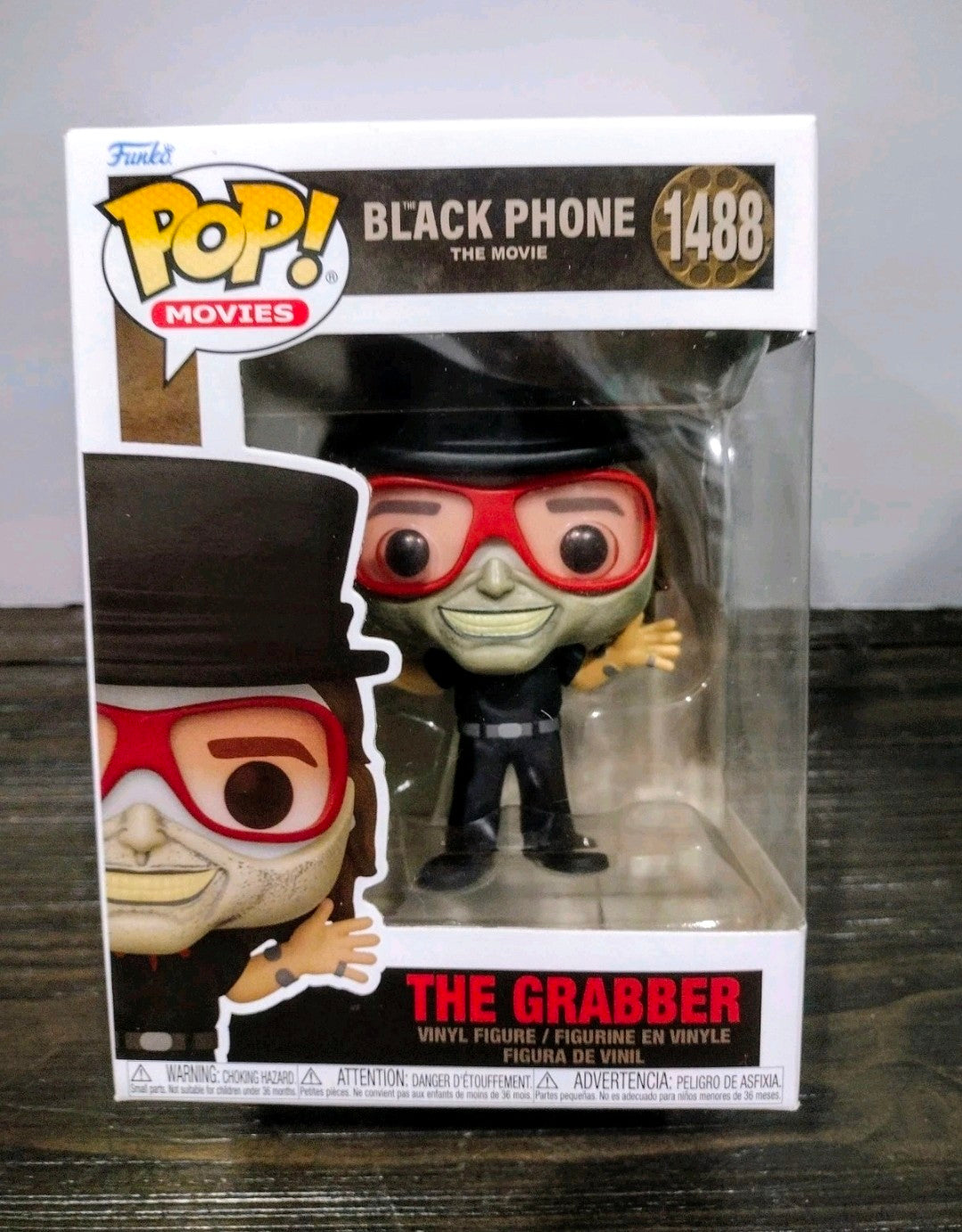 Funko Pop vinyl figure in box blister with red goggles and black suit, 1488