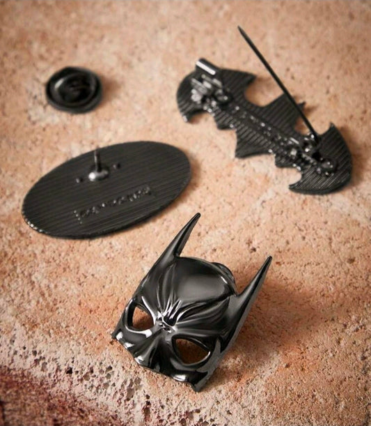 Batman 3 Piece Enamel Pin Set Bat Signal Mask Licensed