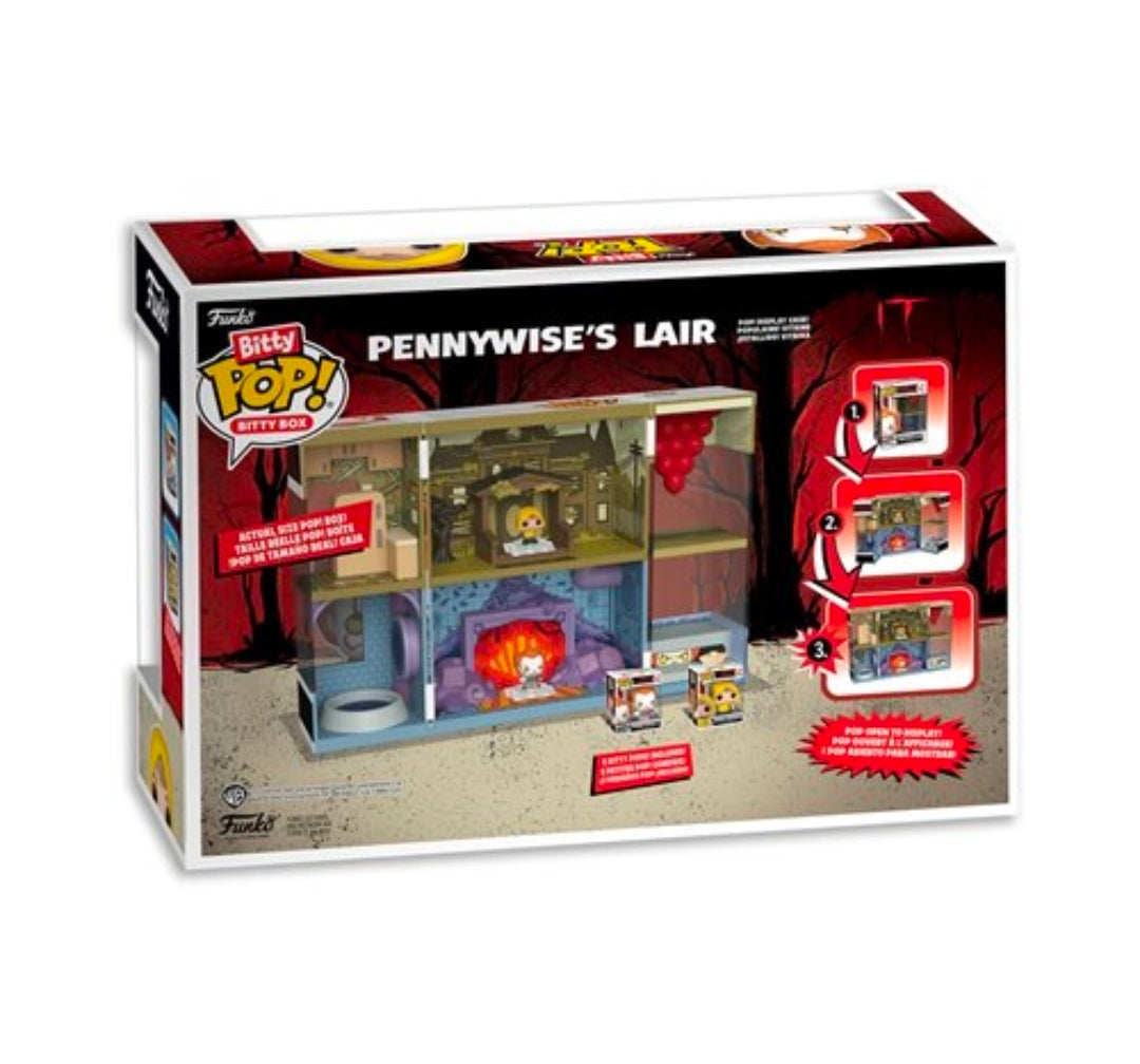 Funko Bitty Pop! dollhouse box angled view with interior scene and small display figures